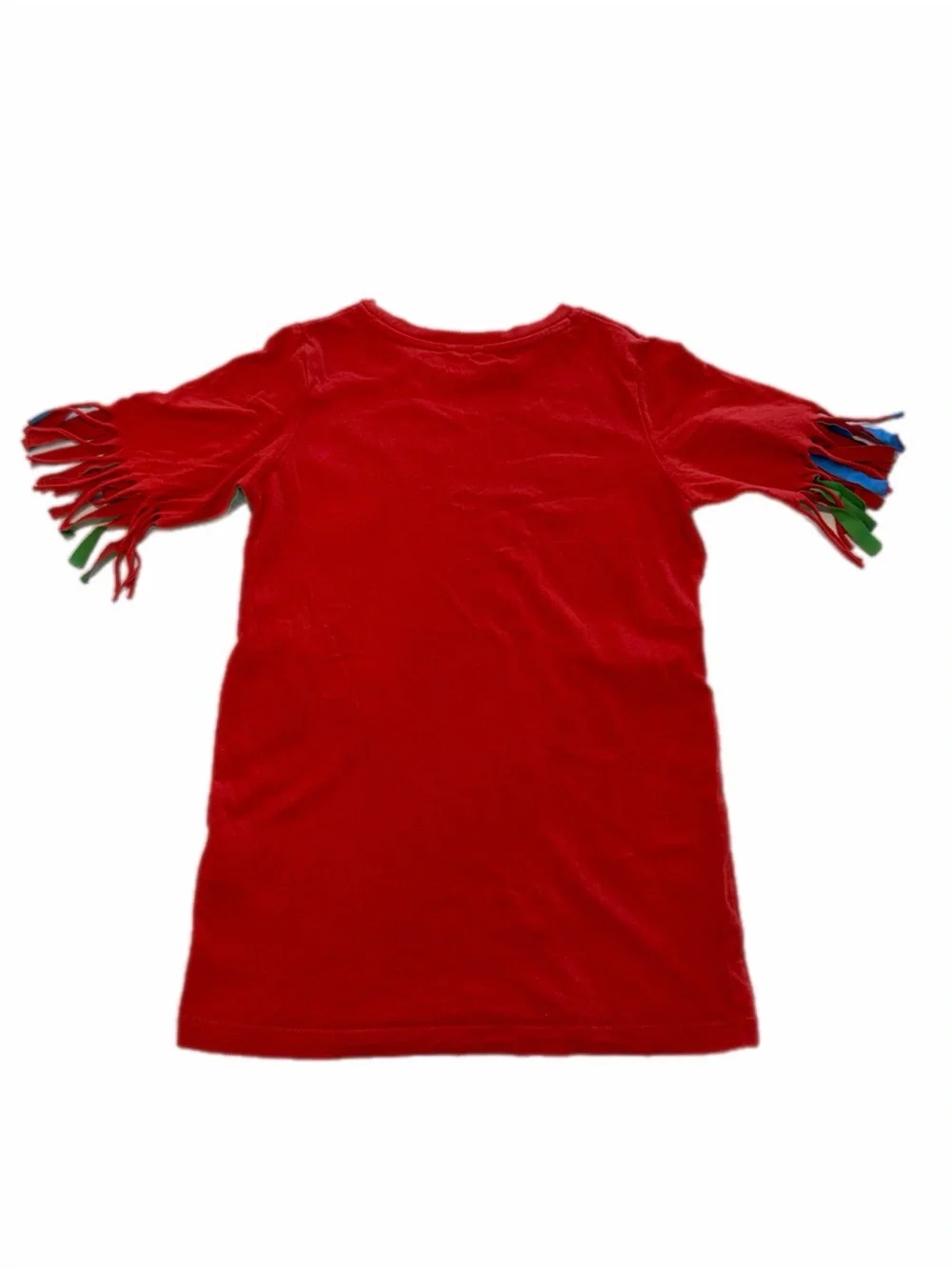 Stella McCartney Red Toucan Print Kids Tee Shirt Dress with Fringe